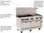 Vulcan Vulcan 60SS-6B24GT Restaurant Gas Range, 60" W with 6 Burners (1) 24" Griddle and (2) Standard Ovens - 278,000 BTU