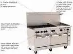 Vulcan Vulcan 60SC-6B24G Restaurant Gas Range, 60" W with 6 Burners (1) 24" Griddle and (1) Convection Oven & (1) Standard Oven - 278,000 BTU