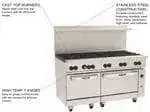 Vulcan Vulcan 60SS-10BP Restaurant Gas Range, 60" W with 10 Burners and (2) Standard Ovens - 358,000 BTU