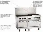 Vulcan Vulcan 60SS-6B24CBP Restaurant Gas Range, 60" W with 6 Burners (1) 24" Charbroiler and (2) Standard Ovens - 278,000 BTU