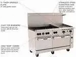 Vulcan Vulcan 60SS-6B24GP Restaurant Gas Range, 60" W with 6 Burners (1) 24" Griddle and (2) Standard Ovens - 278,000 BTU
