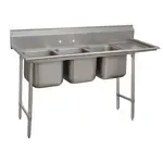 Advance Tabco Advance Tabco 9-3-54-24R Commercial Sink, (3) Three Compartment, 18 Gauge Stainless Steel Construction with Stainless Steel Legs and With Right-hand Drainboard - 83" W