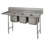 Advance Tabco Advance Tabco 9-3-54-36L Commercial Sink, (3) Three Compartment, 18 Gauge Stainless Steel Construction with Stainless Steel Legs and With Left-hand Drainboard - 95" W