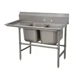 Advance Tabco Advance Tabco 94-2-36-36L Commercial Sink, (2) Two Compartment, 14 Gauge Stainless Steel Construction with Stainless Steel Legs and With Left-hand Drainboard - 76" W
