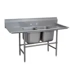 Advance Tabco Advance Tabco 94-2-36-36RL Commercial Sink, (2) Two Compartment, 14 Gauge Stainless Steel Construction with Stainless Steel Legs and with 2 Drainboards - 109" W