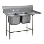 Advance Tabco Advance Tabco 94-42-48-24R Commercial Sink, (2) Two Compartment, 14 Gauge Stainless Steel Construction with Stainless Steel Legs and With Right-hand Drainboard - 80" W