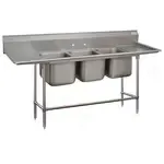 Advance Tabco Advance Tabco 94-43-72-36RL Commercial Sink, (3) Three Compartment, 14 Gauge Stainless Steel Construction with Stainless Steel Legs and with 2 Drainboards - 151" W
