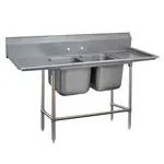 Advance Tabco Advance Tabco 94-82-40-24RL Commercial Sink, (2) Two Compartment, 14 Gauge Stainless Steel Construction with Stainless Steel Legs and with 2 Drainboards - 93" W