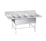 Advance Tabco Advance Tabco K7-3-1432-18RL Commercial Sink, (3) Three Compartment, 16 Gauge Stainless Steel Construction with Stainless Steel Legs and with 2 Drainboards - 78" W