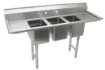 Advance Tabco Advance Tabco K7-CS-29 Commercial Sink, (3) Three Compartment, 18 Gauge Stainless Steel Construction with Stainless Steel Legs and with 2 Drainboards - 70" W