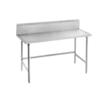 Advance Tabco Advance Tabco TVKS-2410 Work Table, 14 Gauge Stainless Steel Top with Open Base, Stainless Steel Legs and 10" Backsplash - 120"W x 24"D x 45.5"H