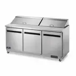Arctic Air Arctic Air AMT72R 71.5'' 3 Door Counter Height Mega Top Refrigerated Sandwich / Salad Prep Table