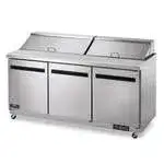 Arctic Air Arctic Air AST72R 71.5'' 3 Door Counter Height Refrigerated Sandwich / Salad Prep Table with Standard Top