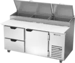 Beverage Air Beverage Air DPD67HC-2 67'' 1 Door 2 Drawer Counter Height Refrigerated Pizza Prep Table