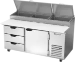 Beverage Air Beverage Air DPD67HC-3 67'' 1 Door 3 Drawer Counter Height Refrigerated Pizza Prep Table