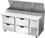 Beverage Air Beverage Air DPD67HC-4 67'' 4 Drawer Counter Height Refrigerated Pizza Prep Table