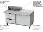 Beverage Air Beverage Air SPED60HC-08C-2 60'' 1 Door 2 Drawer Counter Height Refrigerated Sandwich / Salad Prep Table with Cutting Top