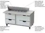 Beverage Air Beverage Air SPED60HC-12C-4 60'' 4 Drawer Counter Height Refrigerated Sandwich / Salad Prep Table with Cutting Top