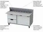 Beverage Air Beverage Air SPED60HC-16C-2 60'' 1 Door 2 Drawer Counter Height Refrigerated Sandwich / Salad Prep Table with Cutting Top