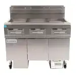 Frymaster Frymaster FPGL330CA (3) 30 lb. Frypots Gas Floor Fryer with SMART4U 3000 Controls and Built-In Filtration System, 120 Volts - 225,000 BTU