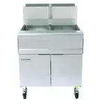 Frymaster Frymaster MJ250 (2) 50 lb. Frypots Gas Floor Fryer with Millivolt Thermostatic Controls and Built-In Filtration System, 120 Volts - 244,000 BTU