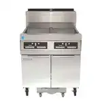 Frymaster Frymaster SCFHD250G Decathlon HD (2) 50 lb. Frypots Gas Floor Fryer with Thermatron Controls and Built-In Filtration System, 120 Volts - 200,000 BTU