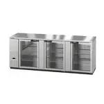 Hoshizaki Hoshizaki BB95-G-S Silver 3 Glass Door Refrigerated Back Bar Storage Cabinet, 115 Volts