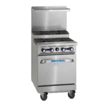 Imperial Imperial IR-4-SU-XB Restaurant Gas Range, 24" W with 4 Burners and Open Cabinet Base with Bottom Shelf - 128,000 BTU