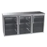 Krowne Metal Krowne Metal BR72 Silver 3 Solid Door Refrigerated Back Bar Storage Cabinet, 115 Volts