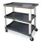 Lakeside Manufacturing Lakeside Manufacturing 2503 Open Base 300 Lb Capacity Stain-Resistant Plastic 3 Shelf Utility Cart, with 4" casters - 36"W x 18-1/2"D x 35"H