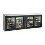 Perlick Perlick Corporation SDBR96 Silver 4 Glass Door Refrigerated Back Bar Storage Cabinet, 120 Volts