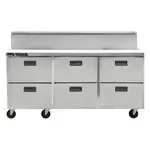 Traulsen Traulsen CLPT-7220-DW 72.50'' 6 Drawer Refrigerated Sandwich / Salad Prep Table with