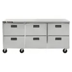 Traulsen Traulsen CLUC-72R-DW 72.25'' 3 Section Undercounter Refrigerator with 6 Doors and Side / Rear Breathing Compressor