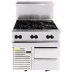 Vulcan Vulcan 36R-6B Restaurant Gas Range, with 6 Burners and Refrigerated Base with (2) Drawers - 180,000 BTU