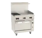 Wolf Wolf C36C-2B24GT Restaurant Gas Range, with 2 Burners (1) 24" Griddle and Convection oven - 135,000 BTU
