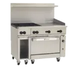 Wolf Wolf C48C-4B24GT Restaurant Gas Range, 48" W with 4 (1) Convection Oven and Thermostatic Controls, - 195,000 BTU