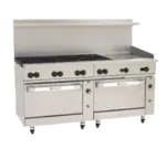 Wolf Wolf C72CC-8B24GT Restaurant Gas Range, 72" W with 8 Burners (1) 24" Griddle and (2) Convection Ovens - 350,000 BTU