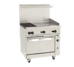 Wolf Wolf C36C-2B24G Restaurant Gas Range, with 2 Burners (1) 24" Griddle and Convection oven - 135,000 BTU