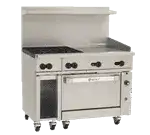 Wolf Wolf C48C-4B24G Restaurant Gas Range, 48" W with 4 (1) Convection Oven (1) 24" Manual Griddle and Manual Controls, - 195,000 BTU