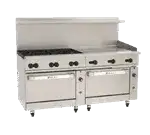 Wolf Wolf C72CC-6B36G Restaurant Gas Range, 72" W with 6 Burners (1) 36" Griddle and (2) Convection Ovens - 310,000 BTU